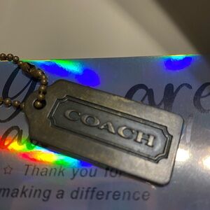 Coach Brown Key Card Holder with Chain Attachment